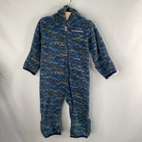 Size 6-12m: Columbia Blue/Brown Print Fleece Bunting