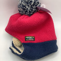 Size 12-24m: LLBean Pink/Blue Lined Fleece Puffball Hat