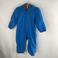 Size 0-3m: Cuddle Club Blue/Grey Trim Teddy Ear Fleece Bunting