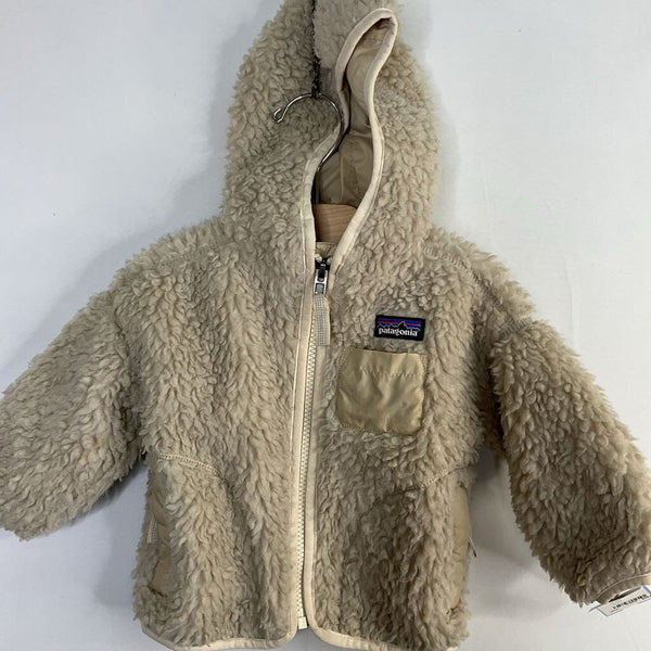 Size 6-12m: Patagonia Creme Hooded Sherpa Zip-Up Coat