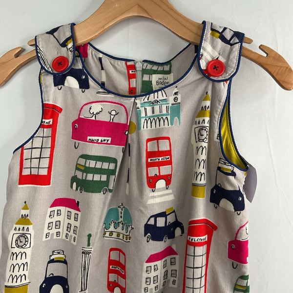 Size 9-10: Boden Grey/Colorful London Print Corduroy Sleeveless Dress