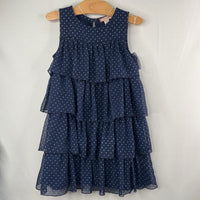 Size 5: Ruby & Bloom Navy/Silver Dots Layered Ruffle Dress