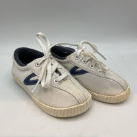 Size 7: Tretorn White/Blue Lace-Up Sneakers