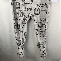 Size 2: Carter's Grey/Black Lions Fleece Zip-Up Footy PJs