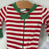 Size 0-6m (50): Hanna Andersson Red/White/Green Stripes Organic Cotton 1pc Zip-Up Holiday PJs