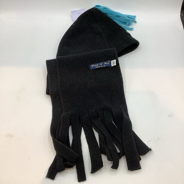 Size S: Wrap-a-Hat Black/Blue New Mexico Fleece Beanie/Scarf