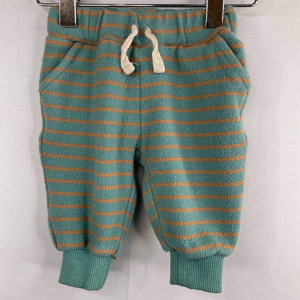 Size 0-3m: Maison Me Blue/Orange Striped Fleece Cozy Pants