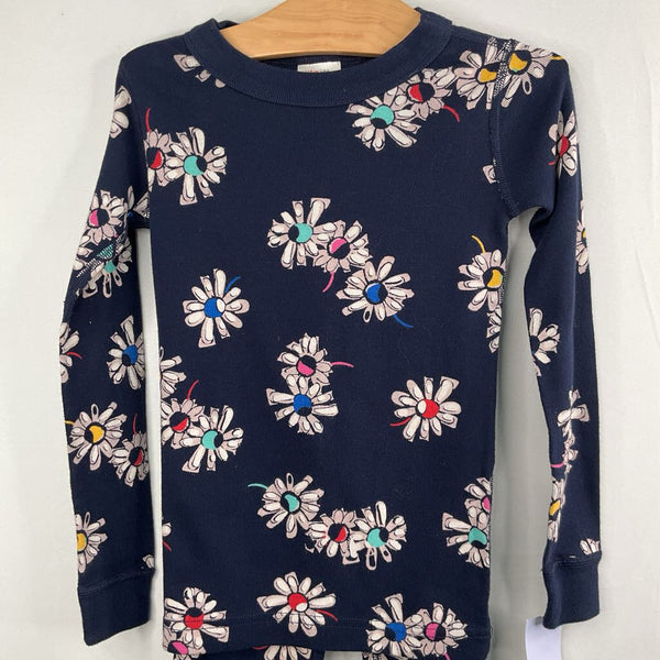 Size 5 (110): Hanna Andersson Navy/Colorful Flowers Organic Cotton 2pc PJs