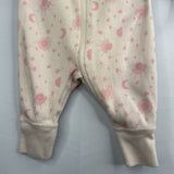 Size 0-3m (50): Hanna Andersson Pink Stars/Moon 1pc Zip-Up PJs