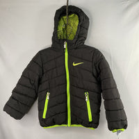 Size 2-3: Nike Black/Neon Green Poly Fill Puffer Coat