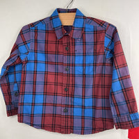 Size 3: Tea Blue/Red/Purple Plaid Button-Up Shirt