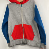 Size 6-7 (120): Hanna Andersson Grey/Red/Blue Zip-Up Hoodie