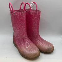 Size 1Y: KomforMe Pink Sparkle Light-Up Rain Boots