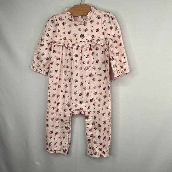 Size 6-12m: Janie and Jack Pink/Purple Floral Ruffle Trim Snap-Up Romper NEW w/ Tags