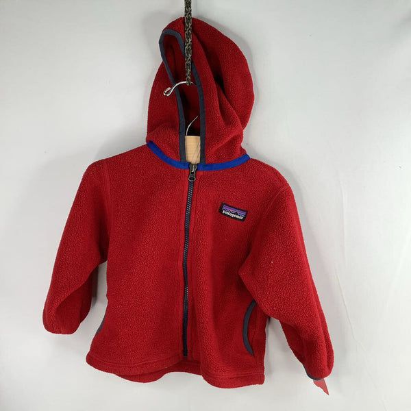 Size 6-12m: Patagonia Red/Blue Trim Synchilla Hooded Zip-Up Coat