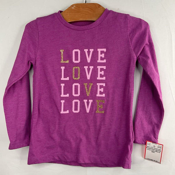 Size 2-3: Crewcuts Purple/Gold Sparkle Love Long Sleeve Shirt