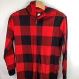 Size 10-12: Old Navy Red/Black Plaid Fleece Zip-Up PJs