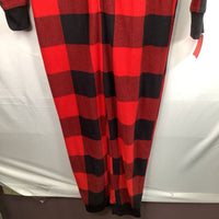 Size 10-12: Old Navy Red/Black Plaid Fleece Zip-Up PJs