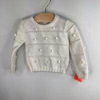 Size 12m: EGG White Sparkle Pom Pom Sweater