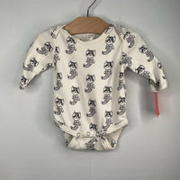 Size 0-3m: Kate Quinn White/Black Mermaid Kitty Long Sleeve Onesie