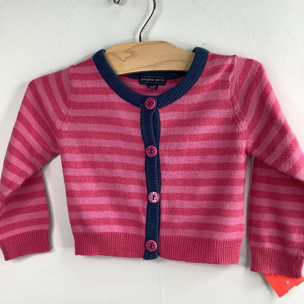 Size 2: Pumpkin Patch Pink Striped Button-Up Cardigan