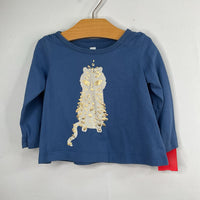 Size 3-6m: Tea Blue/Gold Jungle Cat Long Sleeve Shirt