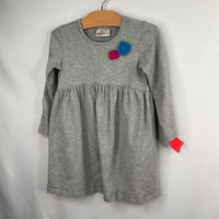 Size 4 (100): Hanna Andersson Grey/Pink/Blue Flowers Long Sleeve Dress REDUCED