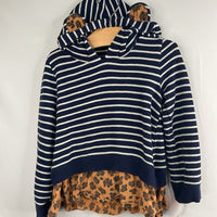 Size 4: Tucker + Tate Navy/White/Brown Leopard Trim Pullover Hoodie