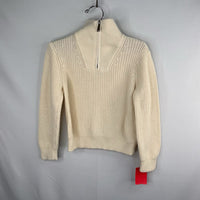 Size 4: Cadet Rouselle Creme Rib Knit 1/4 Zip Sweater