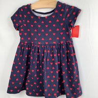 Size 3 (90): Hanna Andersson Navy/Red Hearts Dress REDUCED