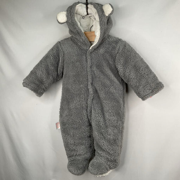 Size 3-9m: Grey/White Teddy Ear Fleece Bunting