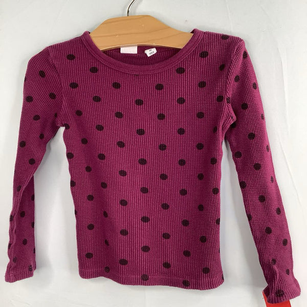 SIze 6-7: Gap Two Tone Purple Dots Waffle Texture Long Sleeve Shirt