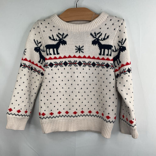 Size 2: Mullsan White/Red/Navy Reindeer Sweater REDUCED