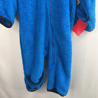 SIze 3-6m: Columbia Blue Teddy Ear Fleece Bunting