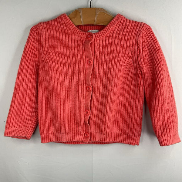 Size 3 (90): Hanna Andersson Orange Ribbed Knit Cardigan