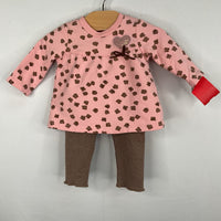 Size 0-1m: Mayoral Pink Brown Floral Shirt/Pants Set