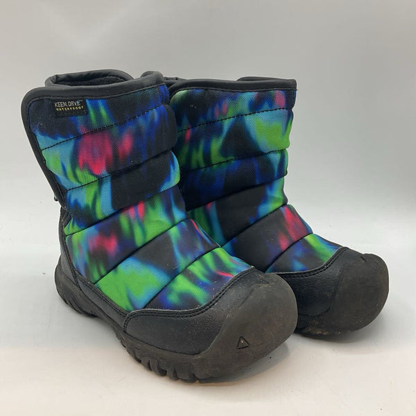 Size 10: Keen Black/Colorful Tie-Dye Fleece Lined Toggle Snow Boots