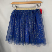 Size 10 (140): Hanna Andersson Blue/Gold Sparkle Tulle Skirt