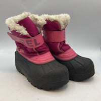 Size 11: Sorel Purple/Pink Faux Fur Trim Velcro Strap Snow Boots