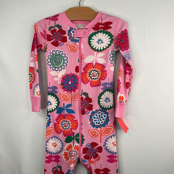 Size 3 (90): Hanna Andersson Pink/Colorful Floral 1pc Zip-Up PJs