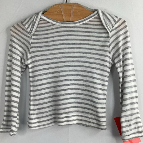 Size 0-3m: Solly Baby Grey/White Striped Modal Long Sleeve Shirt