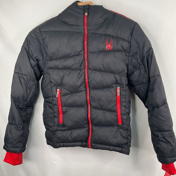 Size 8: Spyder Black/Red Trim Poly Filly Puffer Coat