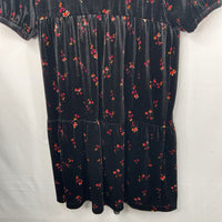 Size 10-12: Old Navy Black/Purple/Orange Floral Velour Dress