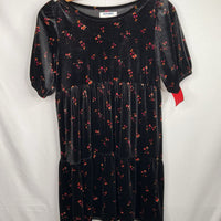 Size 10-12: Old Navy Black/Purple/Orange Floral Velour Dress