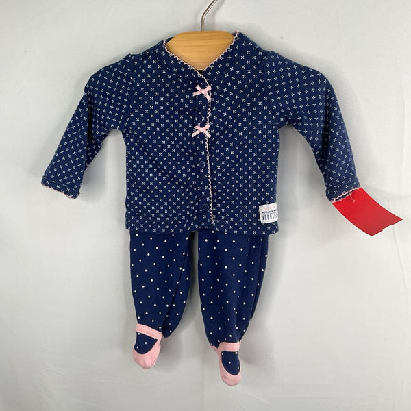 Size NB: Carter's Blue/White/Pink Print Shirt/Cozy Pants Set