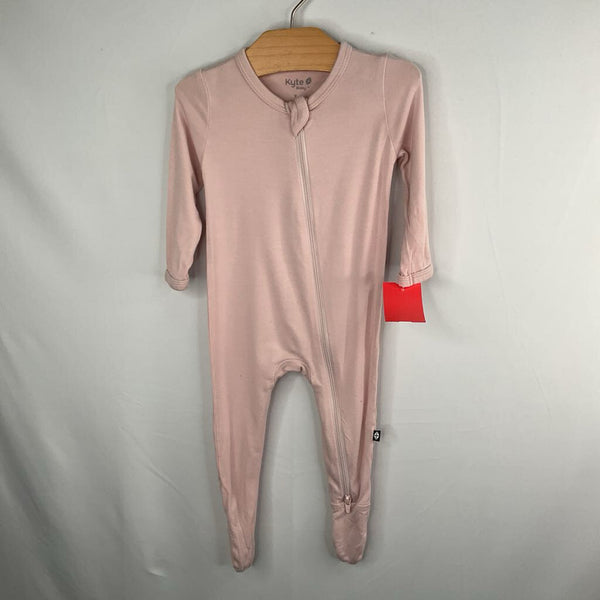 Size 3-6m: Kyte Pink Bamboo Zip-Up Footy PJs