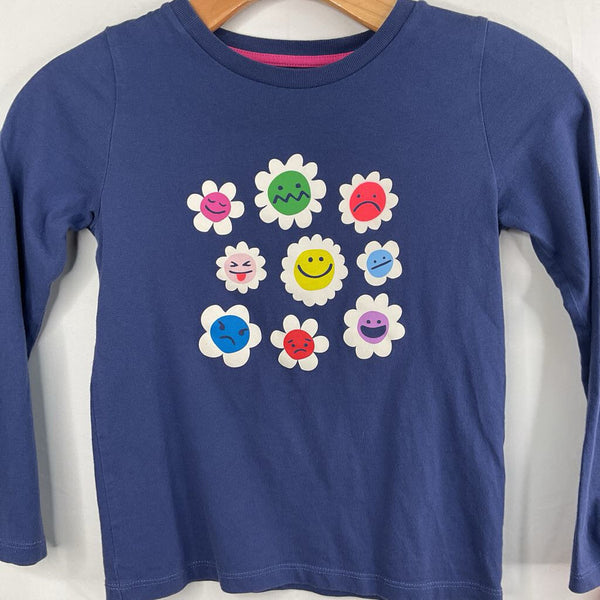 Size 7-8: Boden Navy/Colorful Floral Faces Long Sleeve Shirt