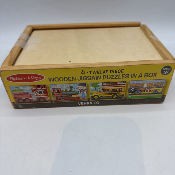 Melissa & Doug- 4 Individual 48pc Wooden Vehicles Puzzles Jigsaw in a box