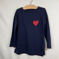 Size 6-7: Primary Navy/Red Heart Accent Long Sleeve Shirt