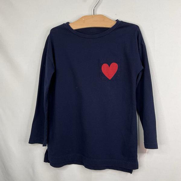 Size 6-7: Primary Navy/Red Heart Accent Long Sleeve Shirt